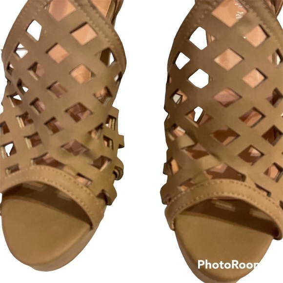TOP MODA Bonica Tan Suede Open Toe Heels Shoes Sandals - Picture 3 of 7